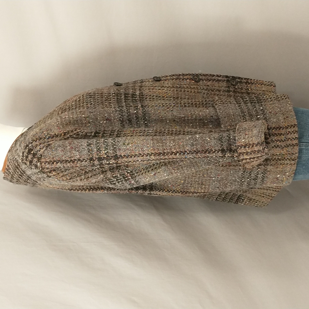 Donegal Ireland Woven Wool Jacket Neutral Plaid Irish Handcrafts Quality Natural - Picture 3 of 12